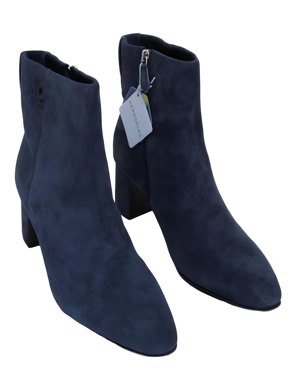 Aerosoles Womens Mari Bootie Almond Toe 2.75 Inch Heel Navy Mircosuede Size 10M